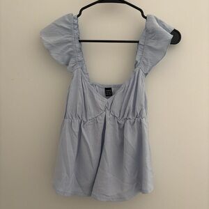 Light Blue Ruffled Women's Top